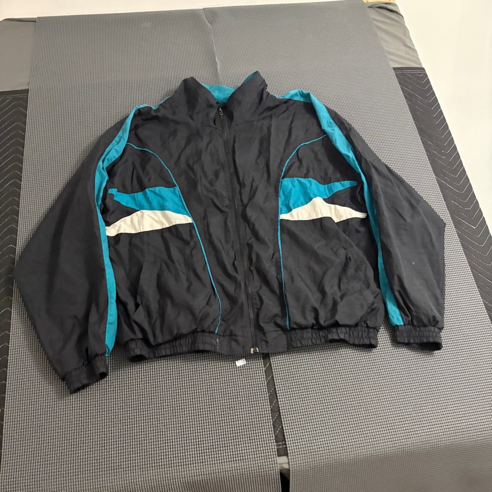 MacGregor Vintage 90s Colorblock Windbreaker Jacket Black Teal White Mens 2X